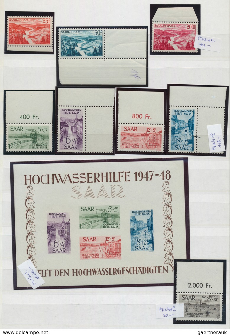 32591 Saarland Und OPD Saarbrücken: 1947/1959, Komplette Postfrische Sammlung, Viele Zwischenstege, Kleinb - Sonstige & Ohne Zuordnung