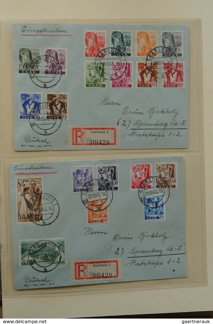 32592 Saarland Und OPD Saarbrücken: 1947-1959 Album With 54 Covers, FDC's And Cards Of Saar 1947-1959, Inc - Other & Unclassified