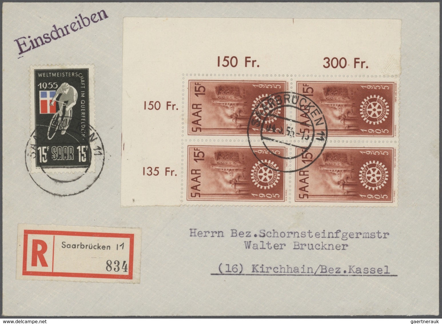 32603 Saarland (1947/56): 1952 - 1956, Bestand Von 140 Karten Und Briefen, Dabei Interessante Frankaturen, - Ungebraucht