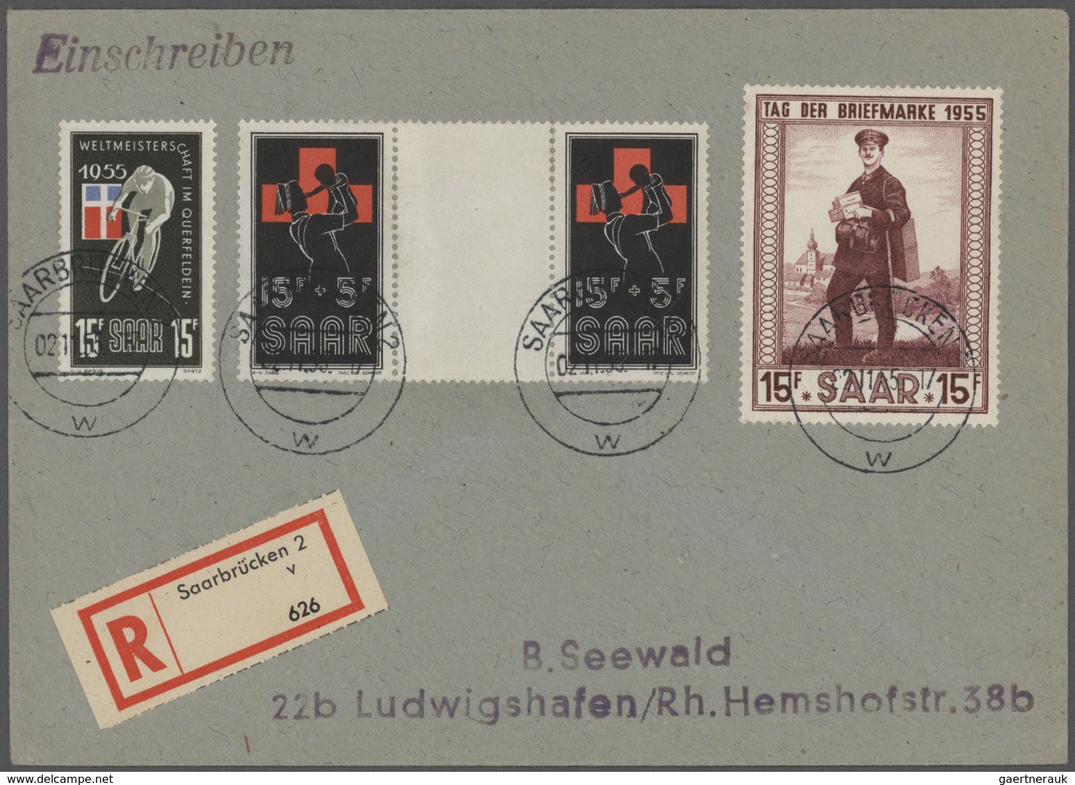 32603 Saarland (1947/56): 1952 - 1956, Bestand Von 140 Karten Und Briefen, Dabei Interessante Frankaturen, - Ongebruikt