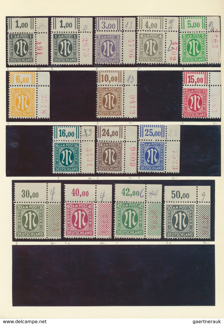 32615 Bizone: 1945/1946, AM-POST, Spezialsammlung Von über 250 Marken Aller 3 Drucke, Dabei Farben, Zähnun - Andere & Zonder Classificatie
