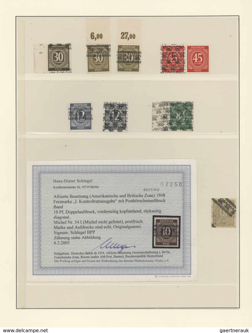 32619 Bizone: 1945/49, postfrische gut ausgebaute Bizone & Kontrollrat-Sammlung mit schönem AM-Post- und P