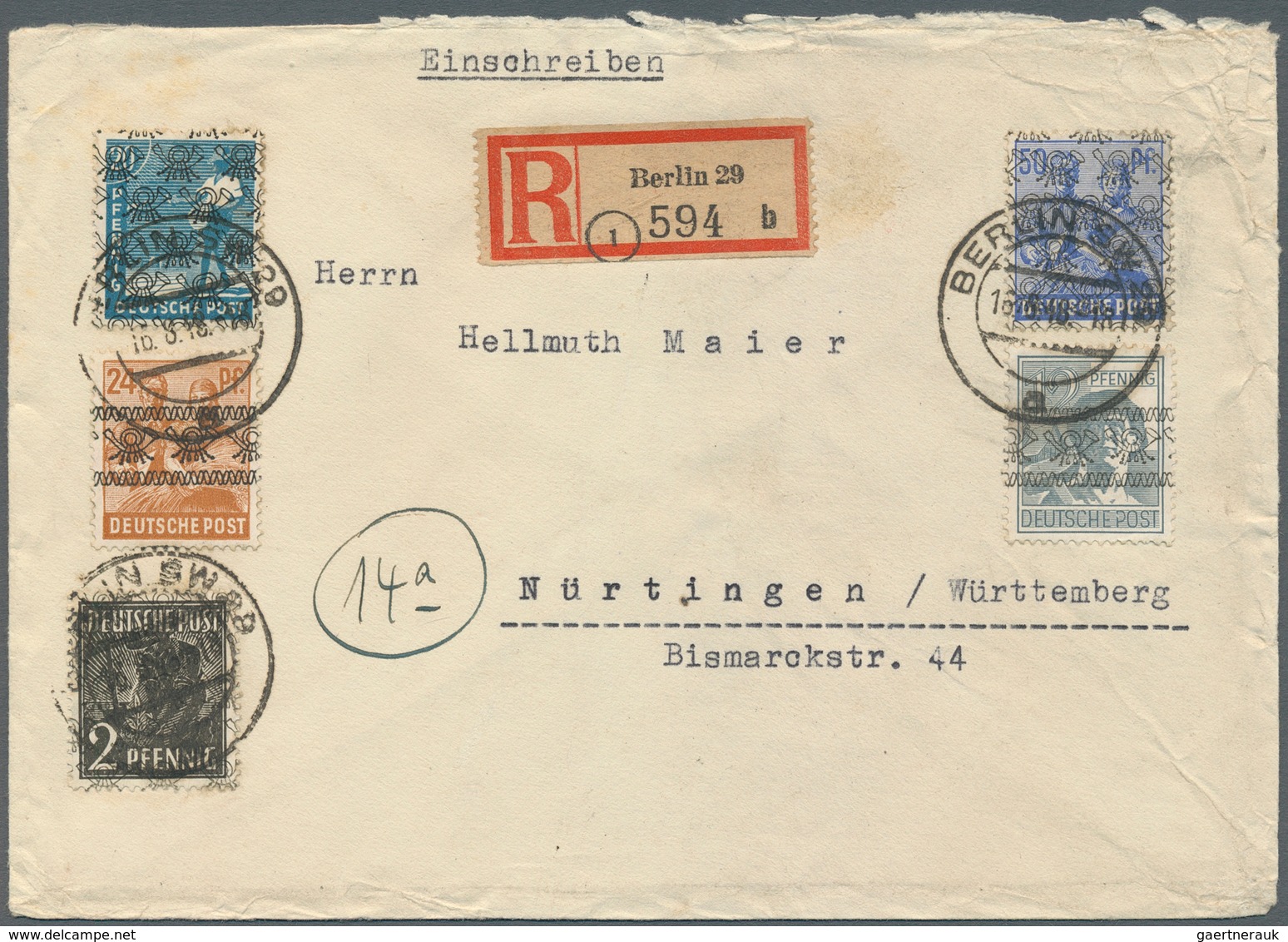 32625 Bizone: 1948/1959, Bizone Und Etwas Bund Meist Bis 1950/1951, Posten Von Ca. 230 Briefen Und Karten, - Andere & Zonder Classificatie