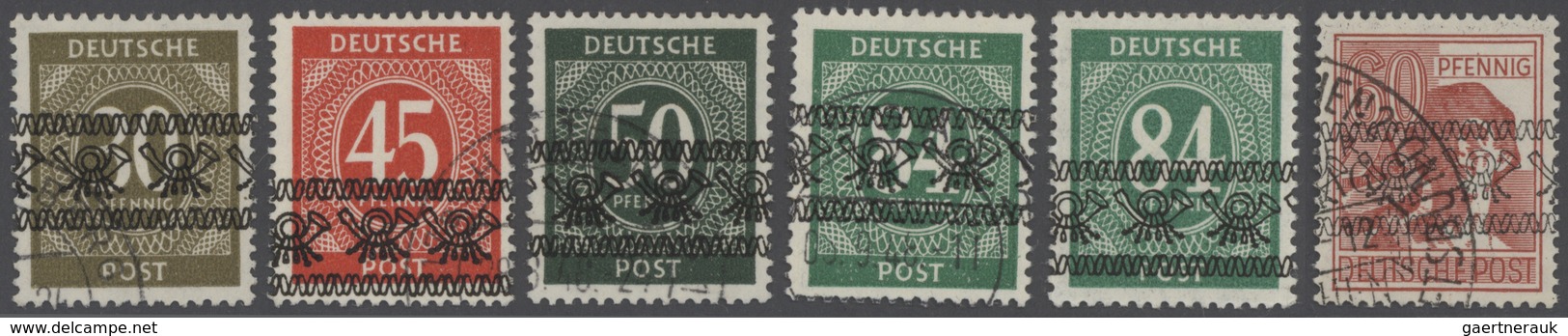 32635 Bizone: Ab 1948. GESTEMPELT-Lot Mit Exportmesse-Block (Mi. Bl. 1a), 6 Versch. Netzaufdrucke (ex 63II - Sonstige & Ohne Zuordnung