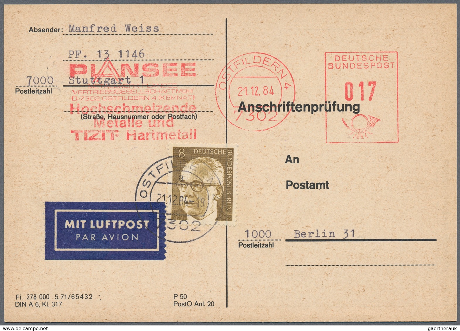 32662 Bundesrepublik Deutschland: 1948/85 (ca.), Posten von ca. 60 aussergewöhnlichen ehemaligen Einzellos