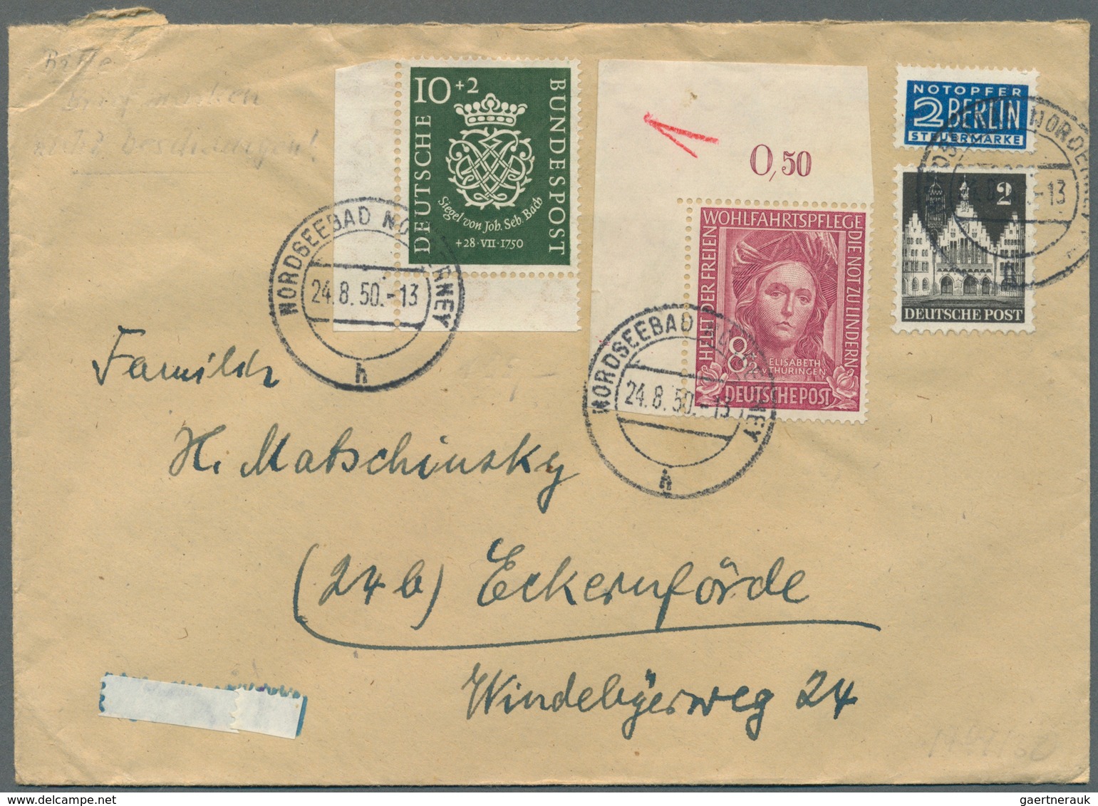 32687 Bundesrepublik Deutschland: 1949/1960, Nette Partie Von über 50 Briefen Und Karten Mit Meist Sonderm - Andere & Zonder Classificatie