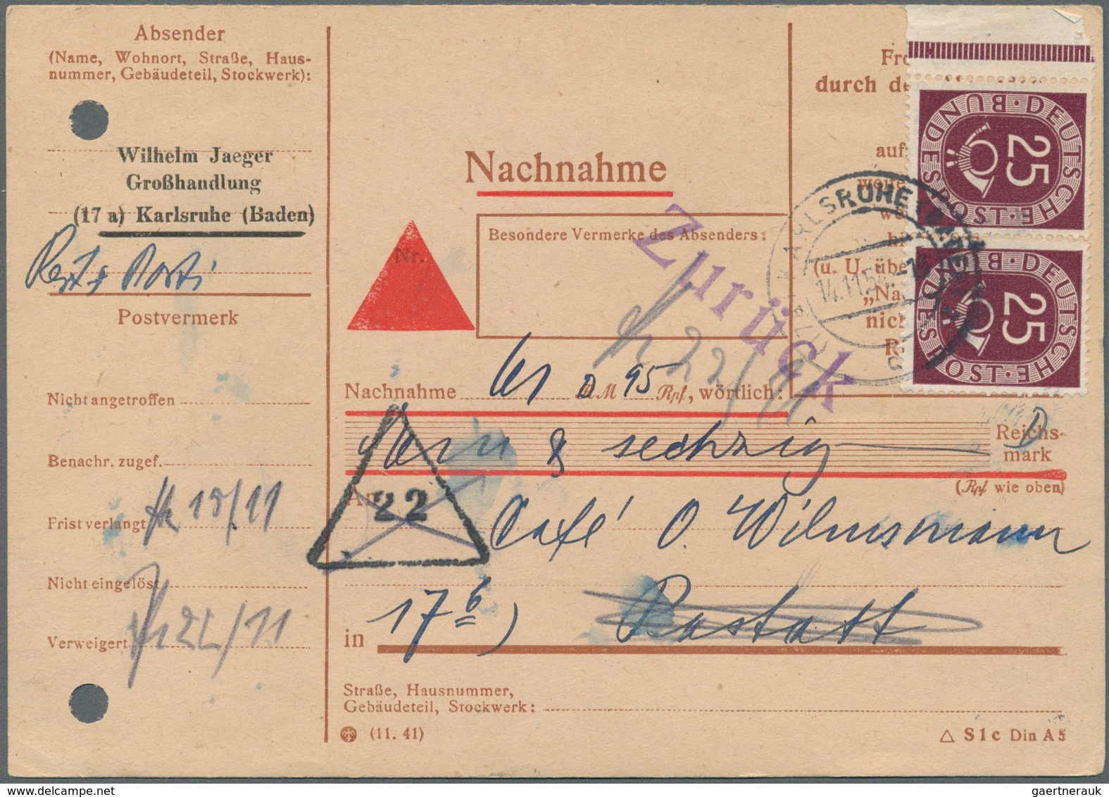 32700 Bundesrepublik Deutschland: 1949/1954, Lot Von Zehn Briefen Und Karten (incl. Einer Vorderseite), Da - Andere & Zonder Classificatie