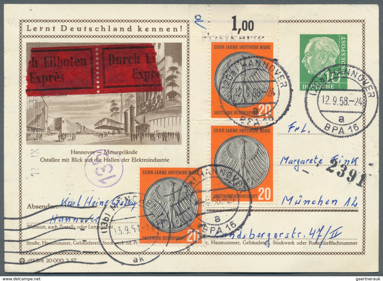 32726 Bundesrepublik Deutschland: 1950/1970 (ca.), vielseitiger Bestand von ca. 830 Briefen/Karten mit dek