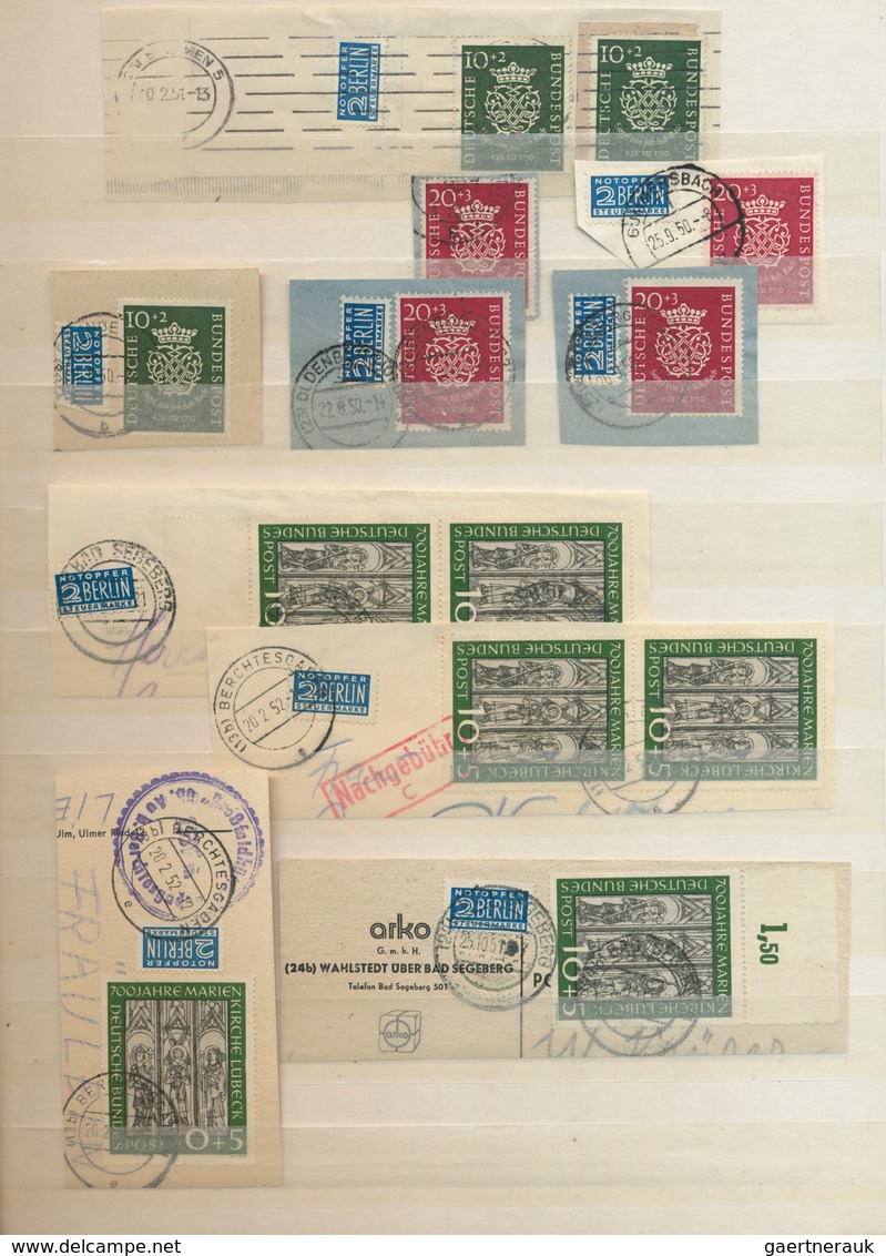 32732 Bundesrepublik Deutschland: 1950/55 Ca., Posten Von Vielen Briefstücken Mit Sondermarken Der Frühen - Andere & Zonder Classificatie