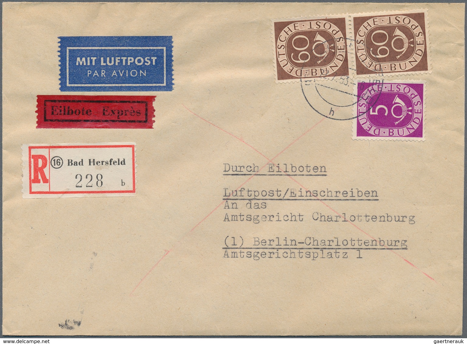 32737 Bundesrepublik Deutschland: 1951/1954, 95 Ausschließlich Bessere Belege Mit Posthornmarken In EF, Me - Andere & Zonder Classificatie