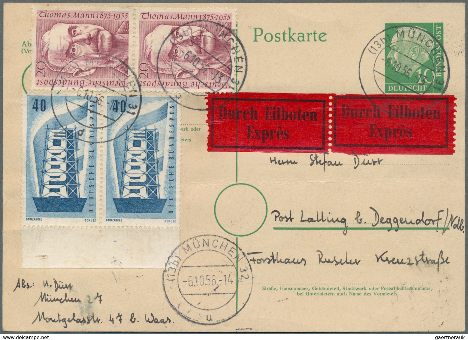 32740 Bundesrepublik Deutschland: 1952/1961, Partie Von 25 Briefen/Karten Mit Sondermarken-Frankaturen (te - Andere & Zonder Classificatie