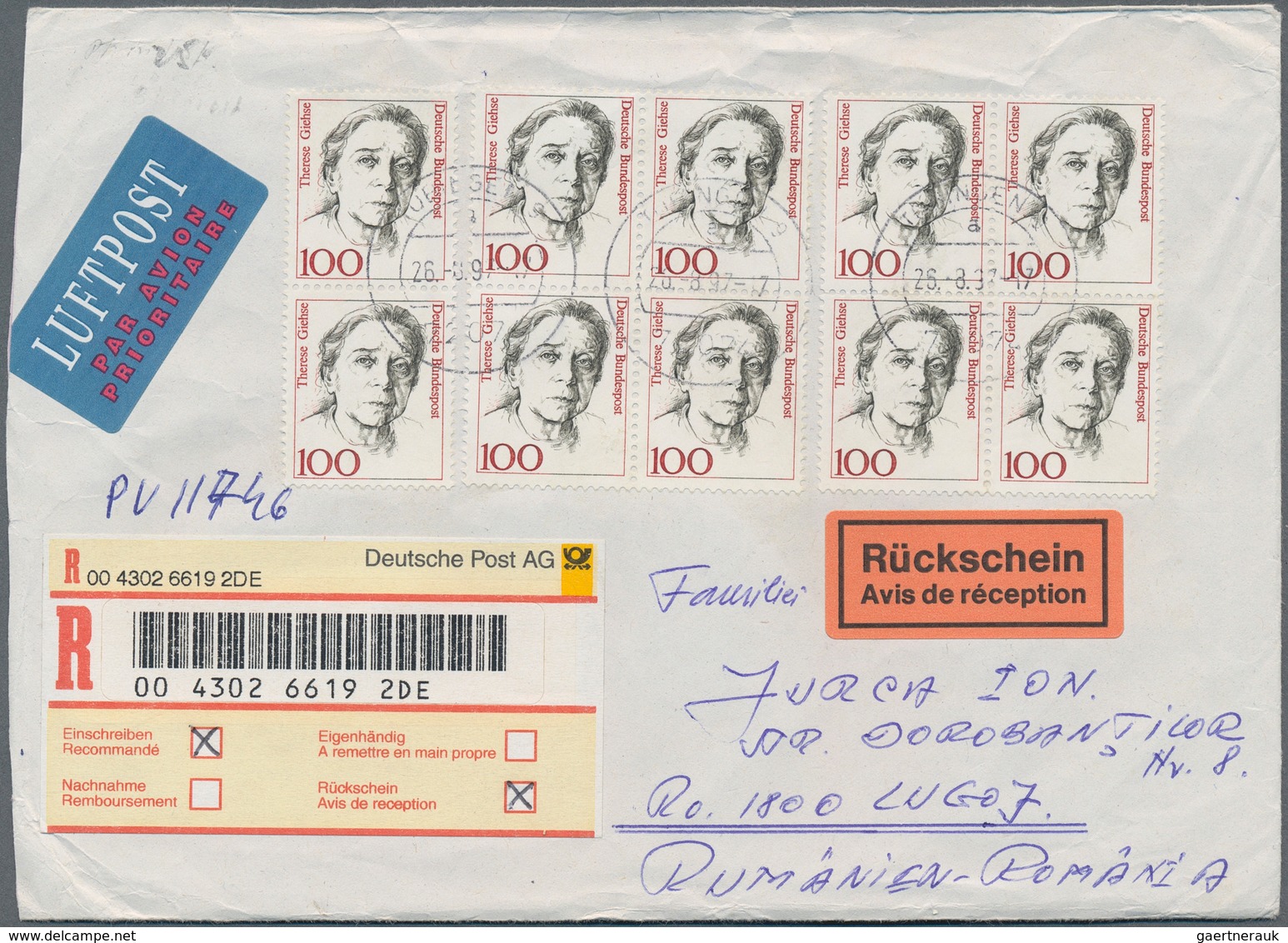 32783 Bundesrepublik Deutschland: 1988/2000, Sammlung von ca. 300/400 modernen Belegen, meist mit Dauerser