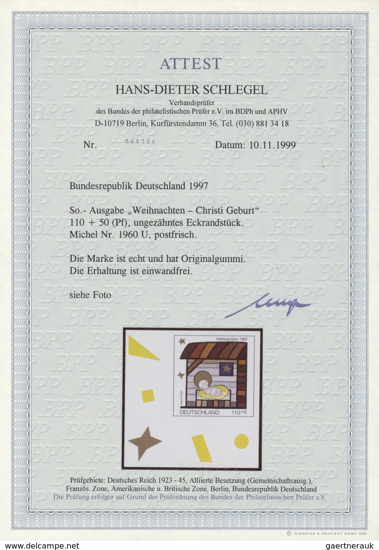 32787 Bundesrepublik Deutschland: 1992/2005, Partie von 13 UNGEZÄHNTEN postfrischen Marken aus neuerer Zei