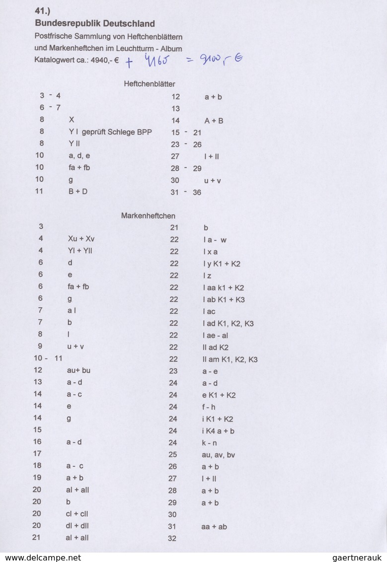 32809 Bundesrepublik - Markenheftchen: 1951/1995, Postfrische Sammlung Von Markenheftchen Und Heftchenblät - Sonstige & Ohne Zuordnung