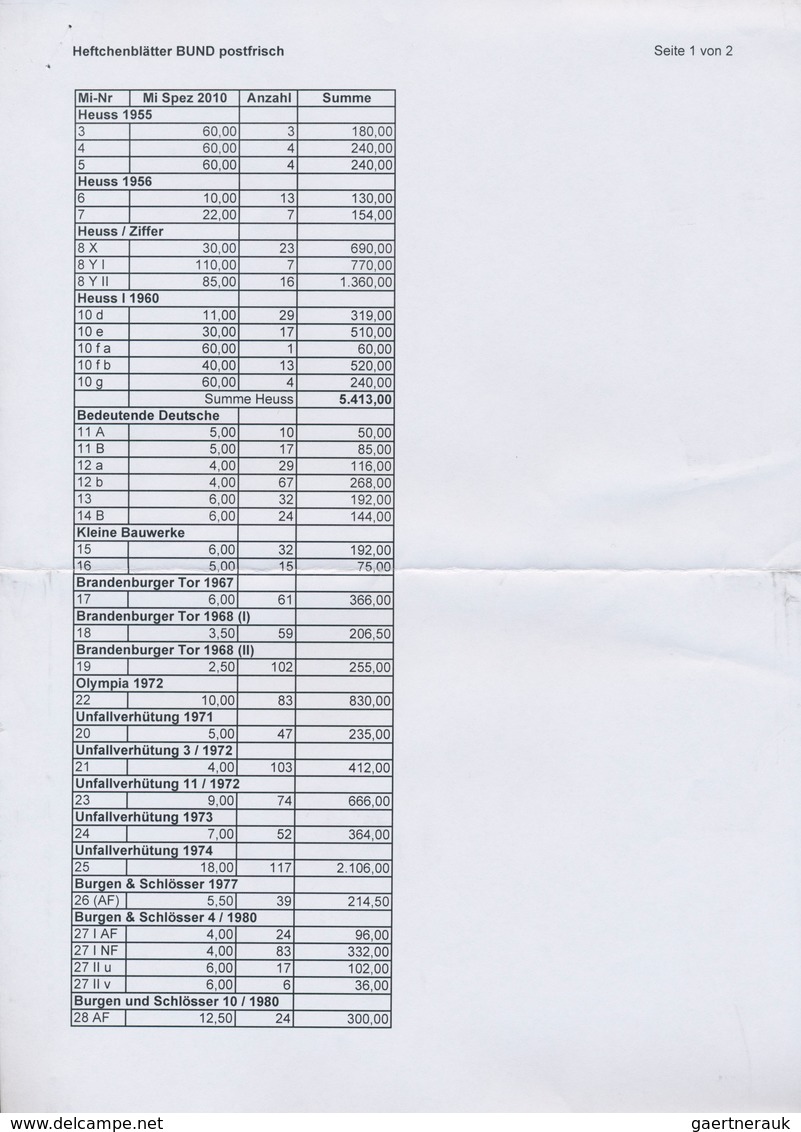 32826 Bundesrepublik - Zusammendrucke: 1955/99, Bestand HEFTCHENBLÄTTER Von HEUSS 1955/56 über HEUSS & ZIF - Se-Tenant