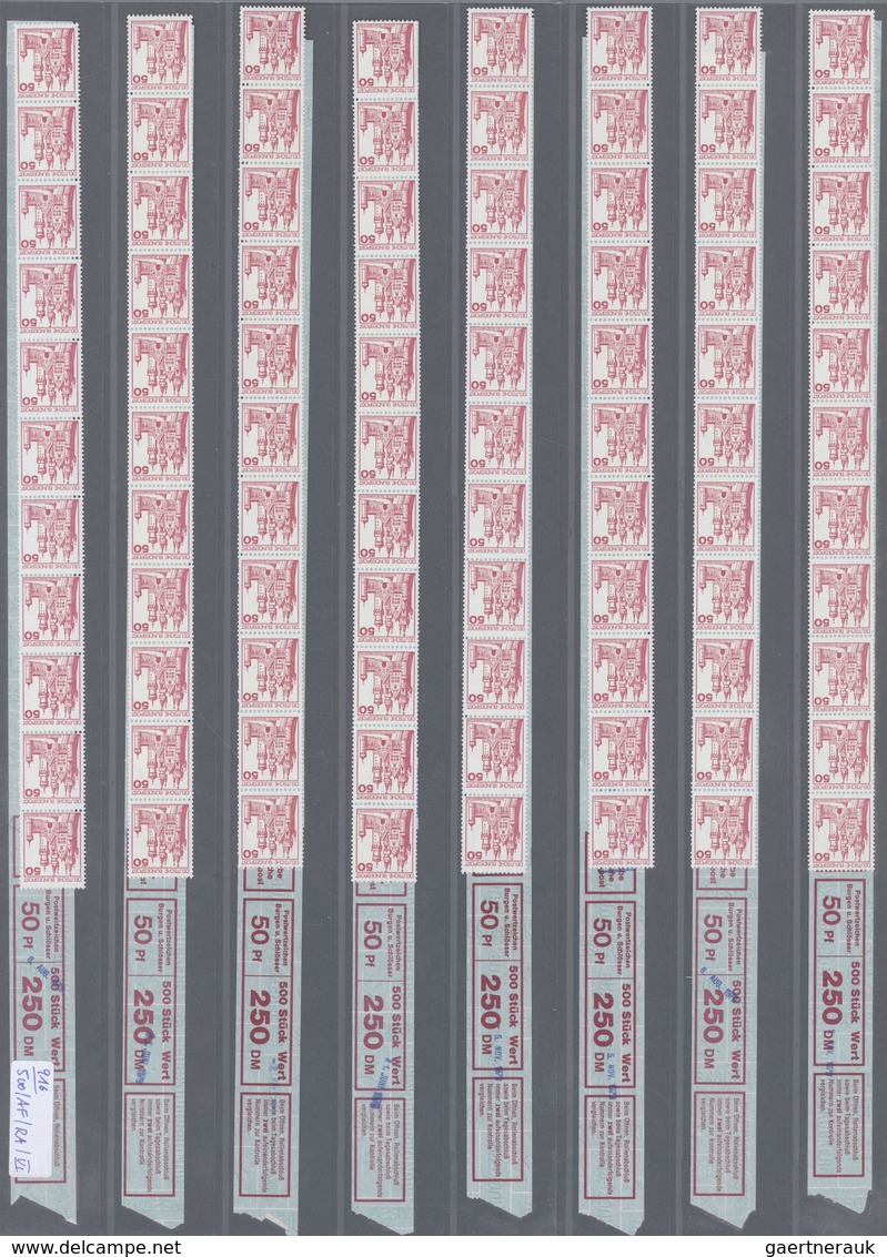 32836 Bundesrepublik - Rollenmarken: 1977/1982, BURGEN & SCHLÖSSER: Posten 11er-Streifen Rollenanfänge (RA - Rolstempels