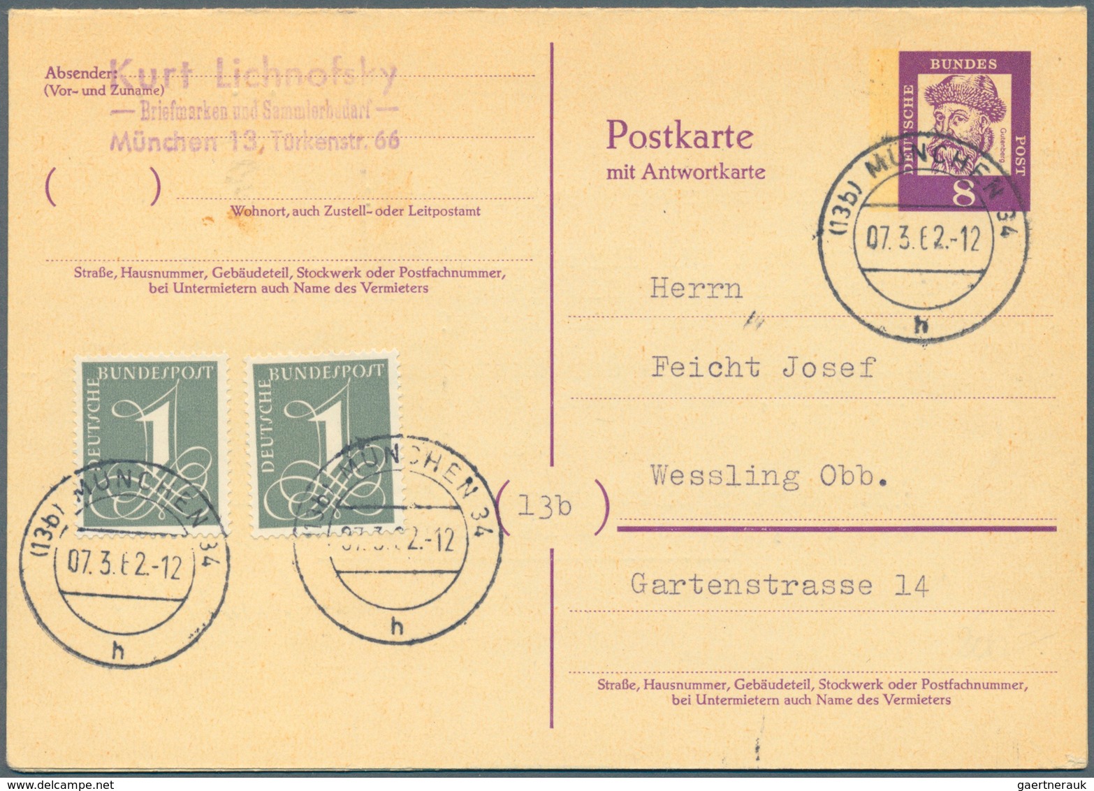 32841 Bundesrepublik - Ganzsachen: 1948/1972. Mit Bizone. Lohnende Sammlung von 44 Postkarten und LP-Faltb