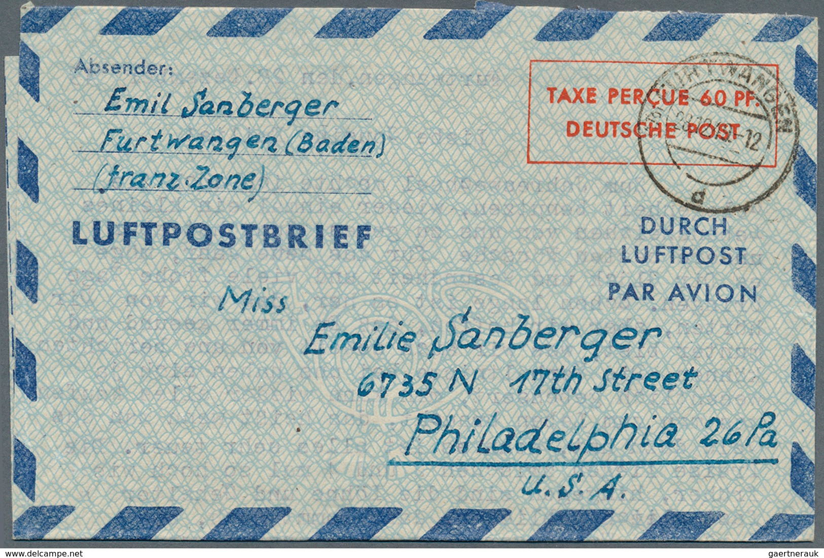 32844 Bundesrepublik - Ganzsachen: 1948/1953 (ca.), mit Bizone. Posten von insgesamt 272 LUFTPOSTFALTBRIEF