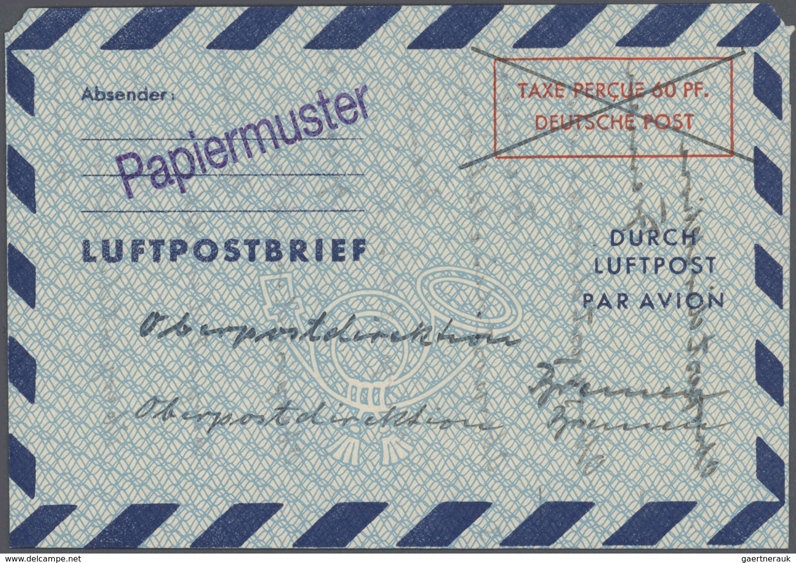 32845 Bundesrepublik - Ganzsachen: 1948/1951. Einmalige LF-Studiengruppe mit Essays, Druckproben, Papiermu