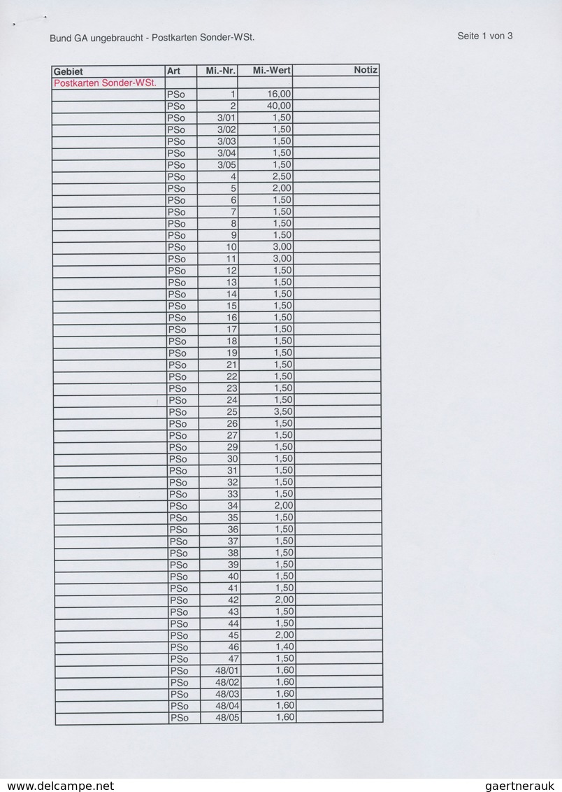 32847 Bundesrepublik - Ganzsachen: 1948/2008, Umfangreiche Und Gehaltvolle Sammlung Von 454 Nur Versch. Am - Andere & Zonder Classificatie
