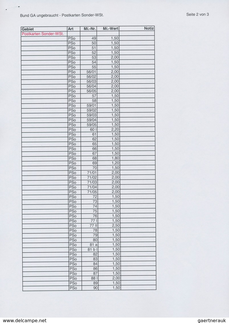 32847 Bundesrepublik - Ganzsachen: 1948/2008, Umfangreiche Und Gehaltvolle Sammlung Von 454 Nur Versch. Am - Sonstige & Ohne Zuordnung