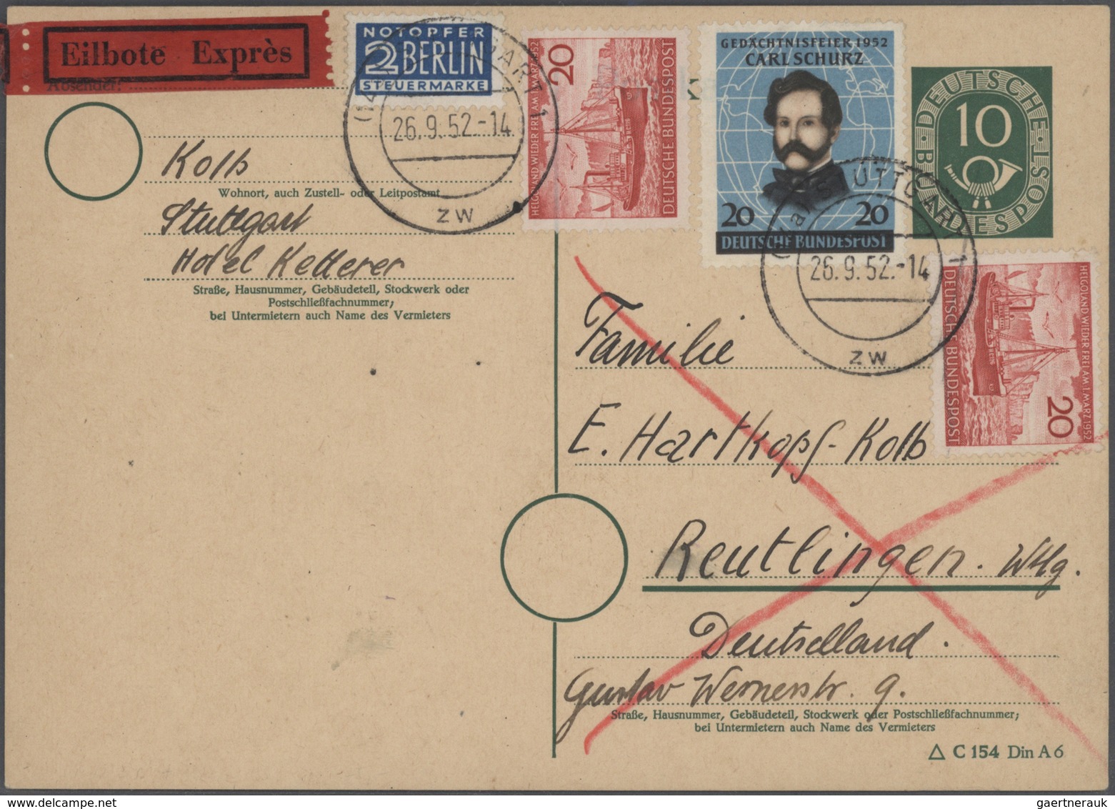 32861 Bundesrepublik - Ganzsachen: 1952/1962, Außergewöhnliche Spezialsammlung Mit 62 Ganzsachenkarten Pos - Sonstige & Ohne Zuordnung