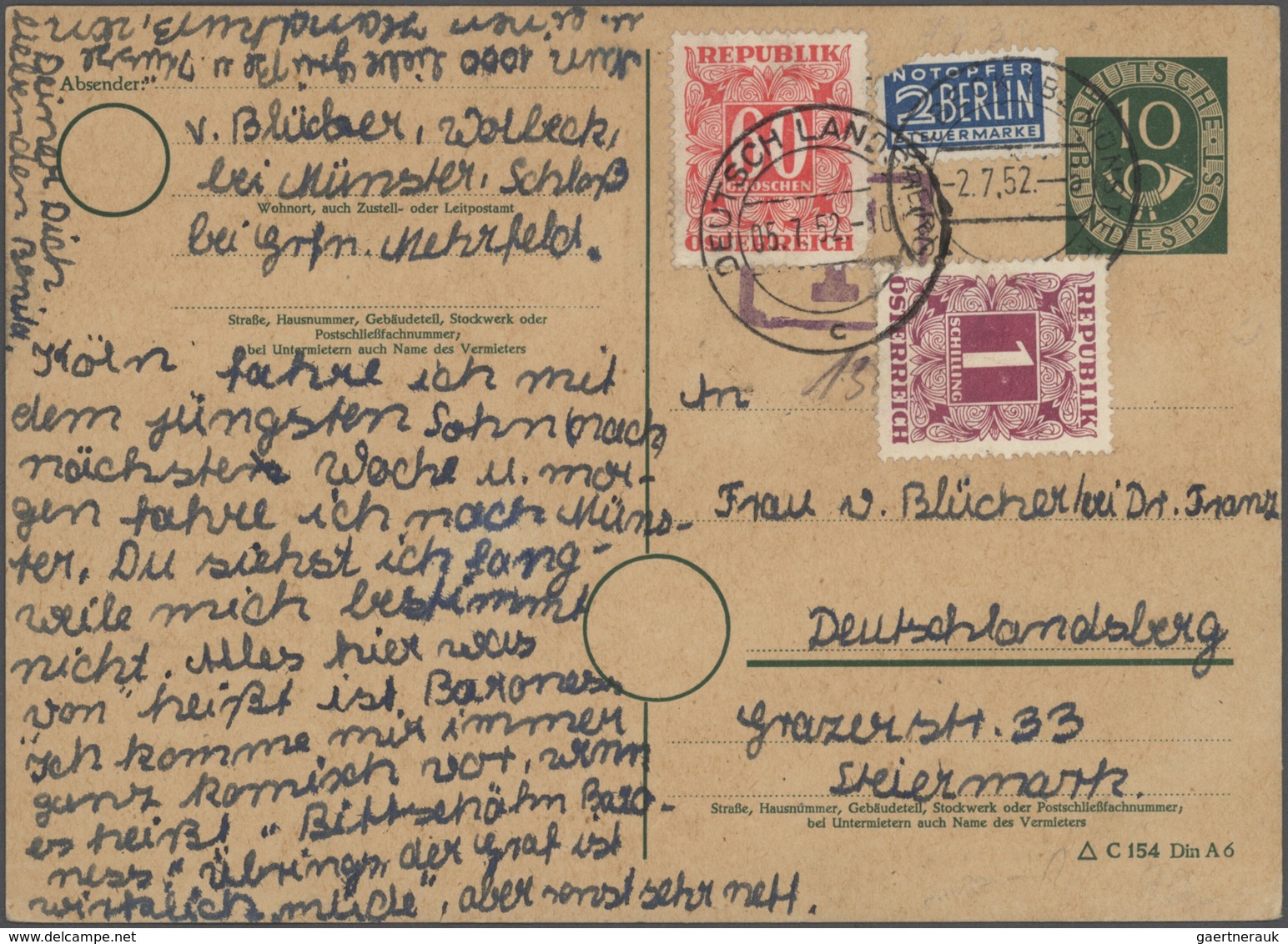 32861 Bundesrepublik - Ganzsachen: 1952/1962, außergewöhnliche Spezialsammlung mit 62 Ganzsachenkarten Pos