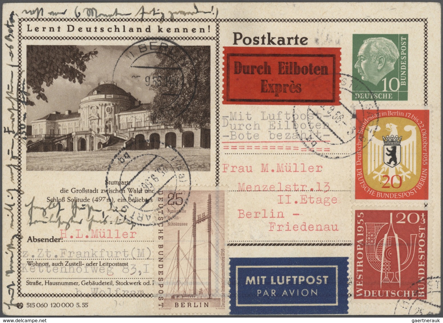 32861 Bundesrepublik - Ganzsachen: 1952/1962, außergewöhnliche Spezialsammlung mit 62 Ganzsachenkarten Pos