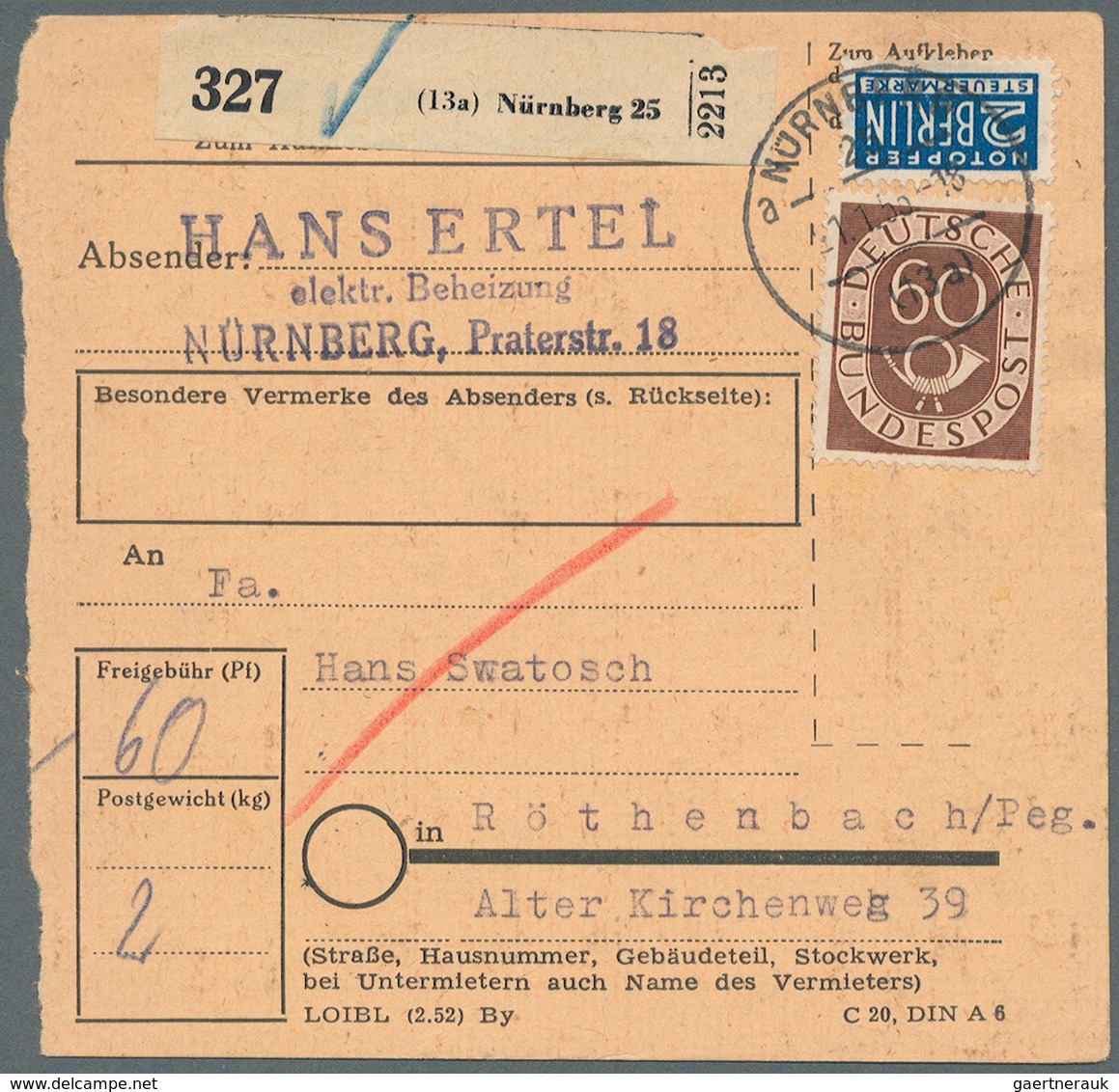 32874 Bundesrepublik - Besonderheiten: 1953/1975, Ca. 50 Stück Freimarkenfrankaturen, Besondere Versendung - Sonstige & Ohne Zuordnung