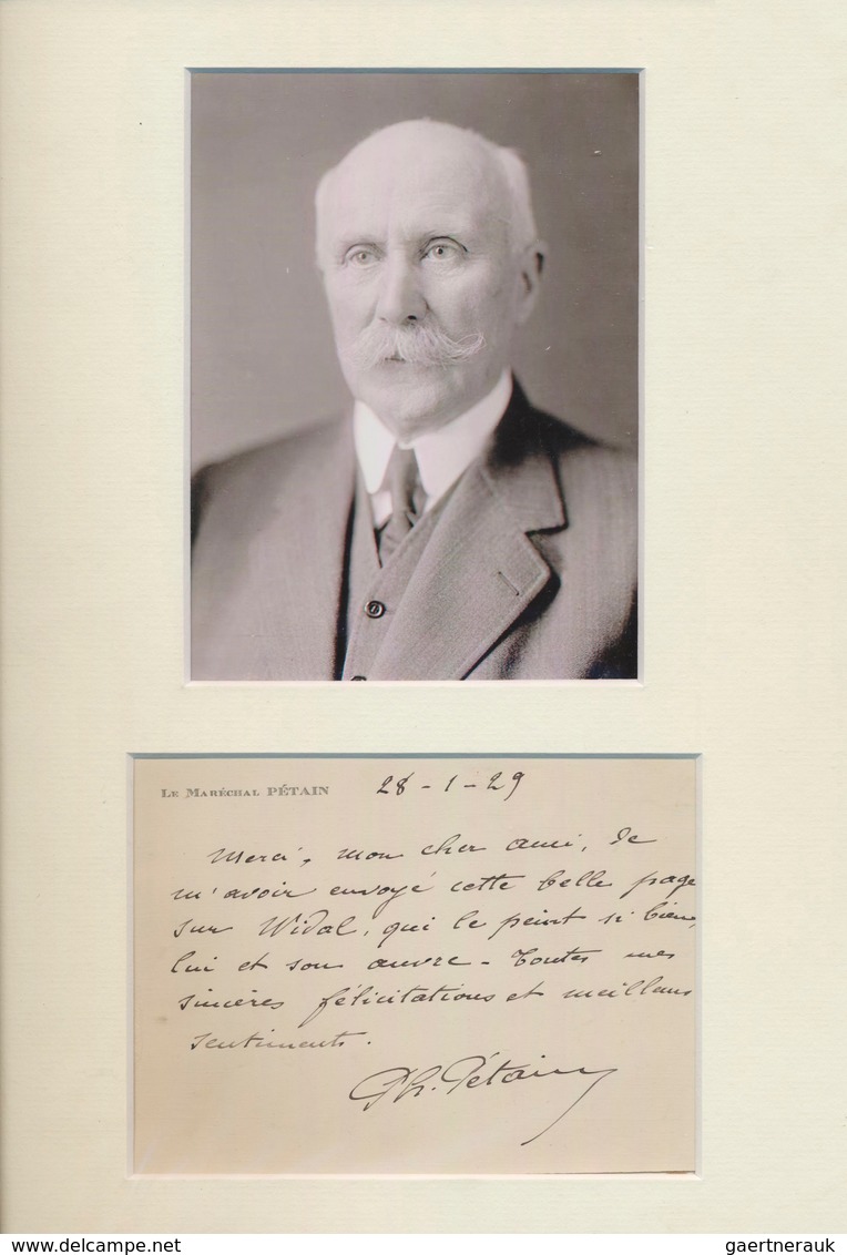 32932 Autographen: 1918/1929, Maréchal PÉTAIN, Two Letter-sheets, Each With Personal Manuscript Message An - Andere & Zonder Classificatie