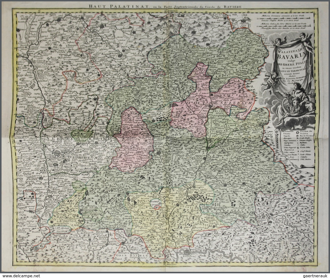 32935 Landkarten Und Stiche: 1720 (ca.), Kolorierte Kupferstich-Landkarte Von Homann: "Palatinus Bavariae - Aardrijkskunde