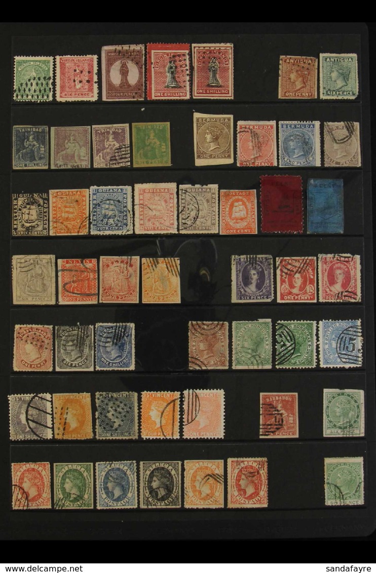 BRITISH WEST INDIES OLD FORGERIES.  1850's-1870's Interesting Collection Of All Different Mostly 'used' Complete FORGERI - Other & Unclassified