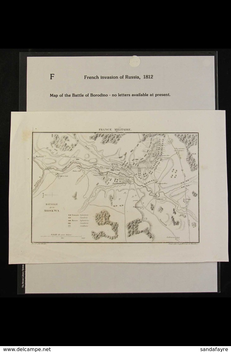 1812 BATTLE FOR MOSCOW  19th Cent Laguillermie Et Rambo Engraved Map Of The Battle Of Bordino, Showing The Position Of T - Autres & Non Classés