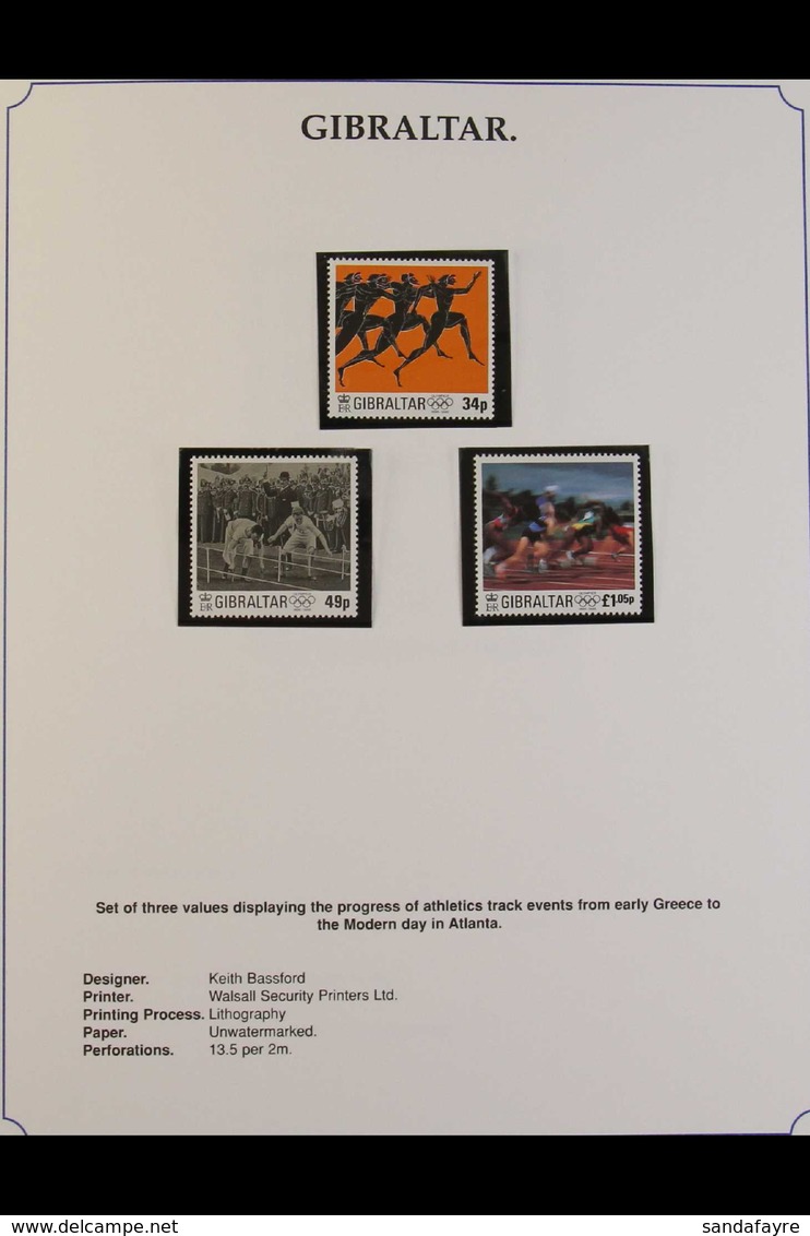 1996 OLYMPIC GAMES  1996 Thematic Collection Of Never Hinged Mint Stamps, Miniature Sheets, And Covers In A Dedicated Al - Ohne Zuordnung