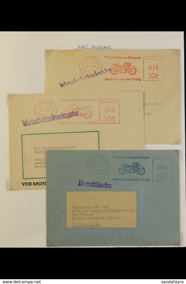MOTORCYCLES  EAST GERMANY 1948-1990 Interesting Collection Of Stamps, Covers & Cards On Leaves, Includes Mint & Used Sta - Non Classés