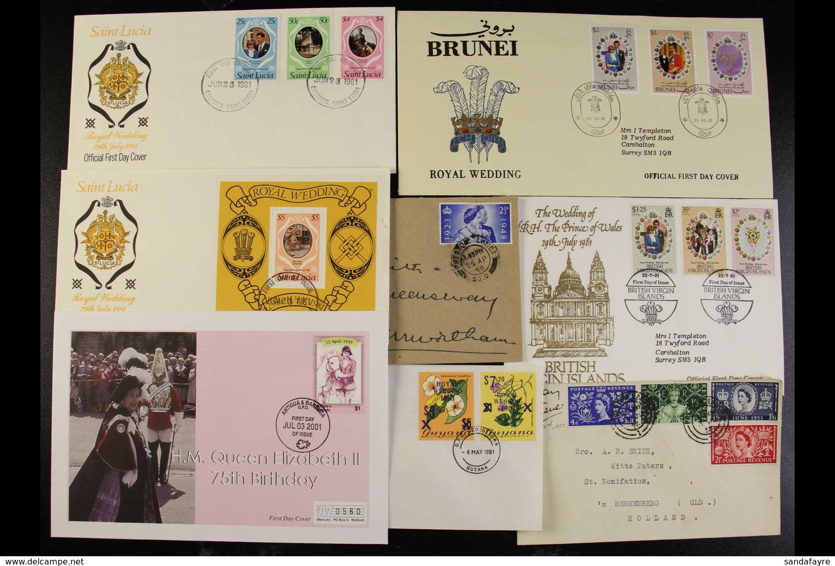 ROYALTY  1948- 1996. An Extensive COVERS COLLECTION Presented In A Shoebox With Various Issues To Commemorate Royal Even - Sin Clasificación