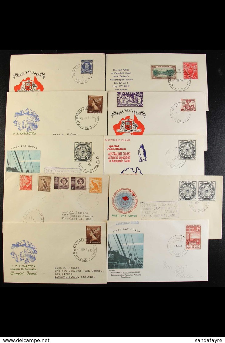 ANTARCTIC BASES  1951-1957 Covers Bearing Australia Or New Zealand Stamps Tied By Antarctic Base Cds's - Campbell Island - Autres & Non Classés