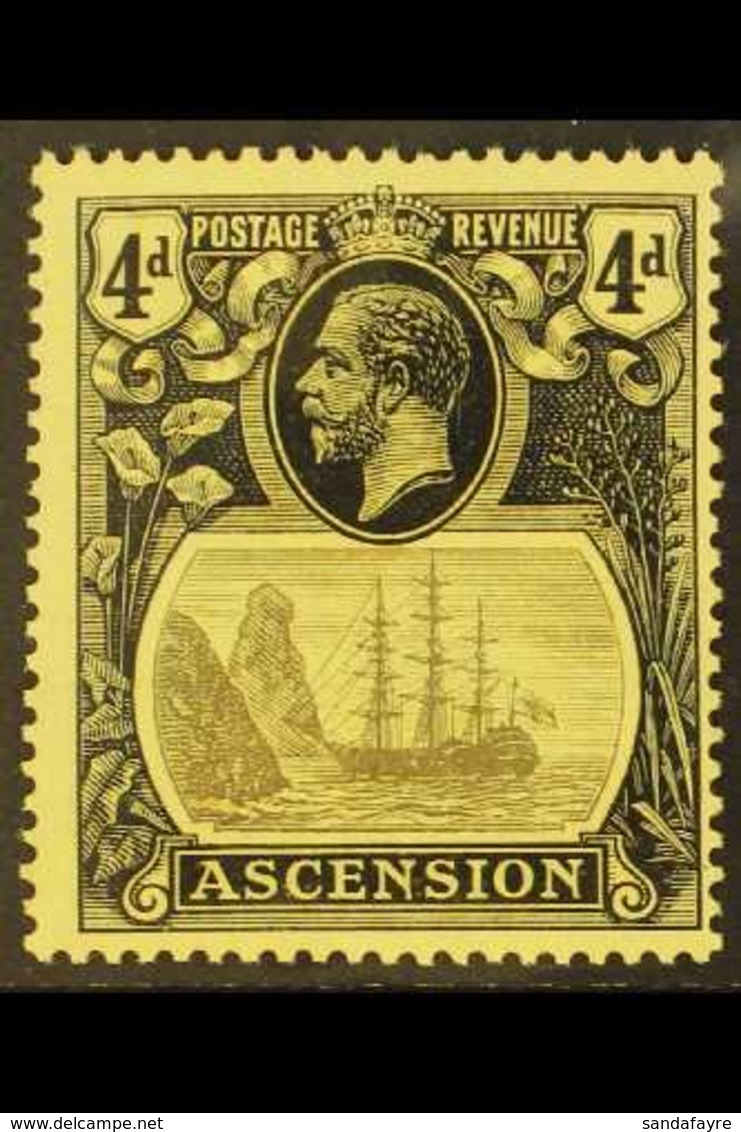 1924-33  4d Grey- Black And Black / Yellow With TORN FLAG Variety, SG 15b, Never Hinged Mint. For More Images, Please Vi - Ascension