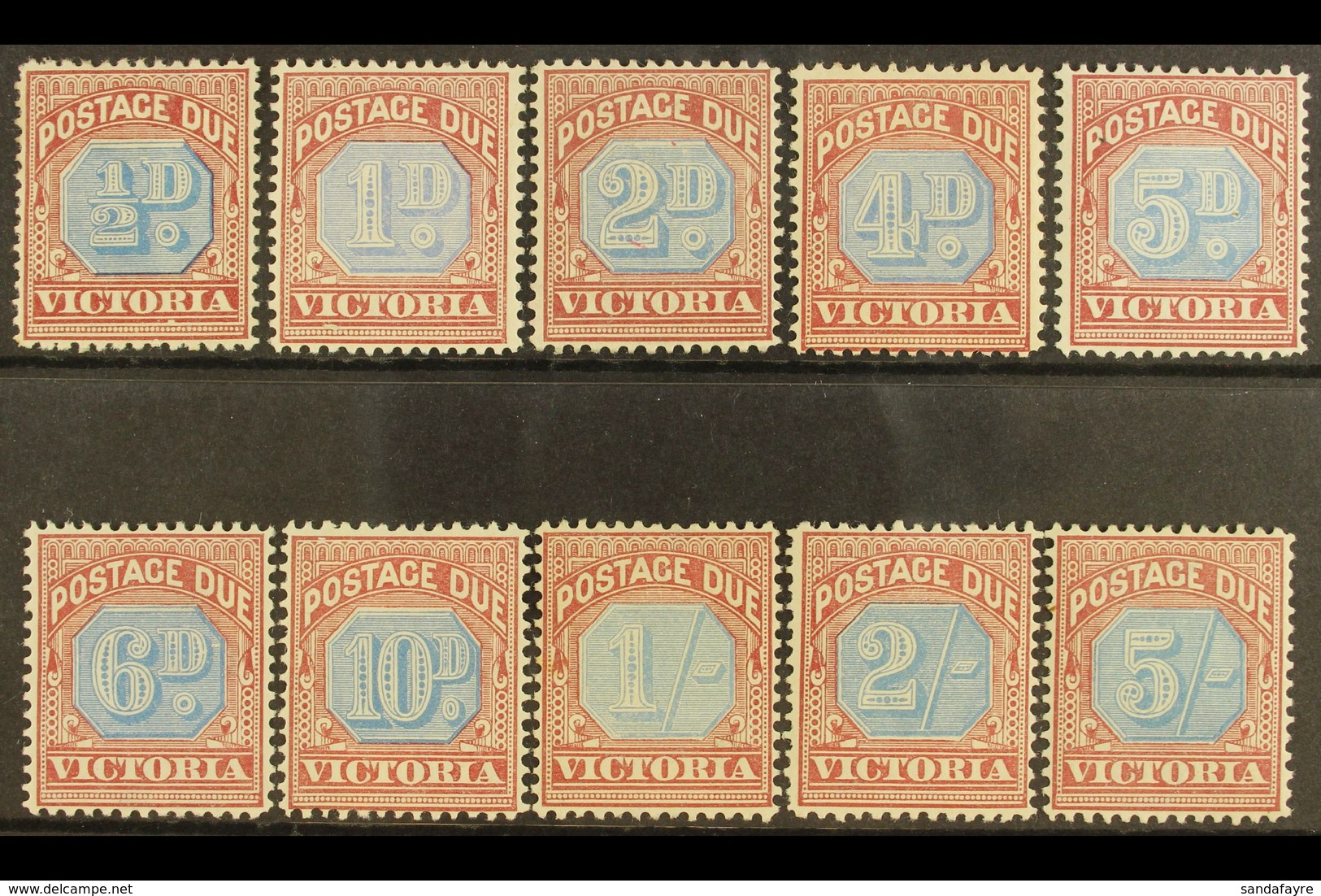 VICTORIA  POSTAGE DUES 1890-94 Complete Set, SG D1/D10, Fine Mint. (10 Stamps) For More Images, Please Visit Http://www. - Andere & Zonder Classificatie