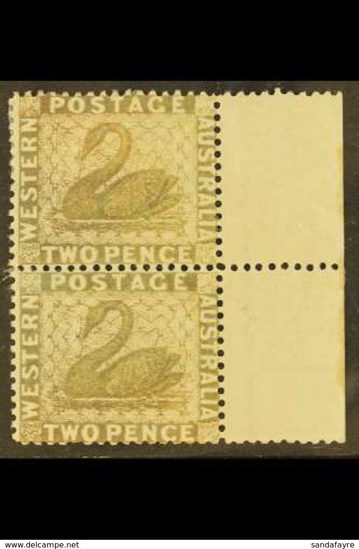 WESTERN AUSTRALIA  1888 2d Grey, SG 104, Mint Vertical Marginal Pair, The Lower Stamp Being Never Hinged. (2 Stamps) For - Andere & Zonder Classificatie