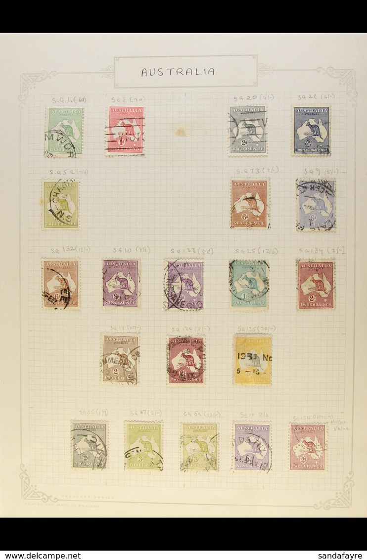 1913-63 USED COLLECTION  On Album Pages & Includes A Good Range Of Kangaroo's To 5s, George V Heads To 1s4d, 1929 Sturt  - Other & Unclassified