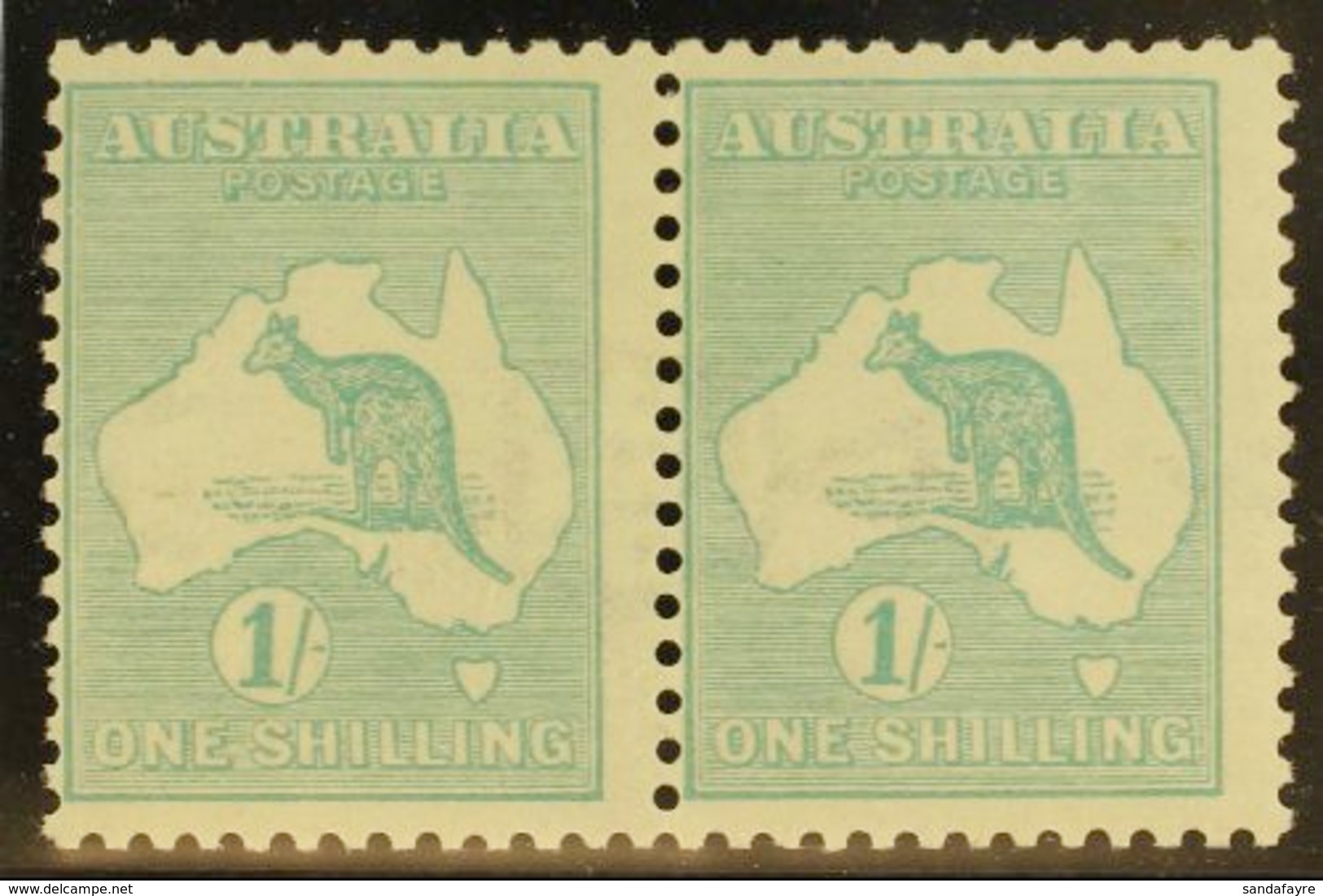 1915-27  1s Blue-green Roo, Die IIB, Watermark Sideways, SG 40ba (BW 33aa) Fine Mint Horiz Pair Which Nicely Shows A Ful - Autres & Non Classés