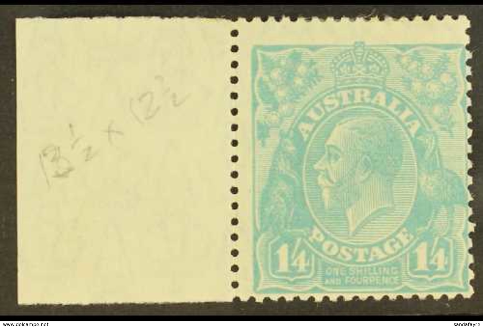 1928  1s.4d Turquoise Blue, SG 104, Fine Mint With Sheet Margin At Left. For More Images, Please Visit Http://www.sandaf - Autres & Non Classés