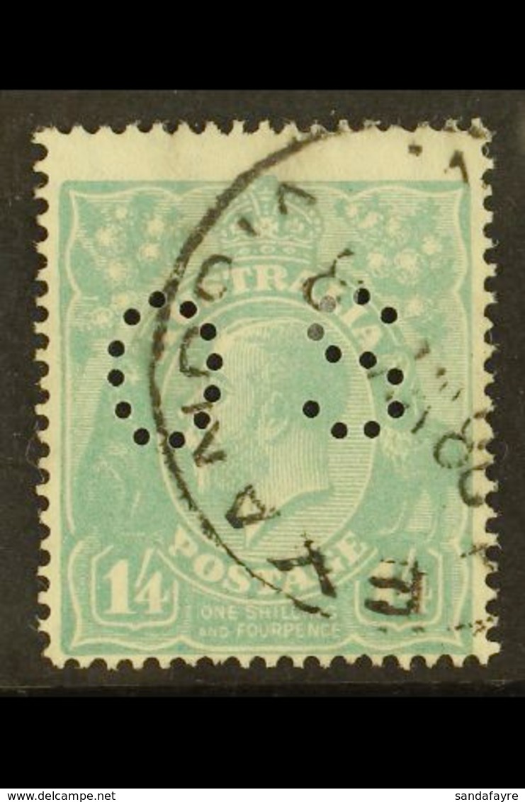 OFFICIALS  1926 1s 4d Pale Greenish Blue, Punctured "OS", SG O96, Fine Used Centered To Base. For More Images, Please Vi - Andere & Zonder Classificatie
