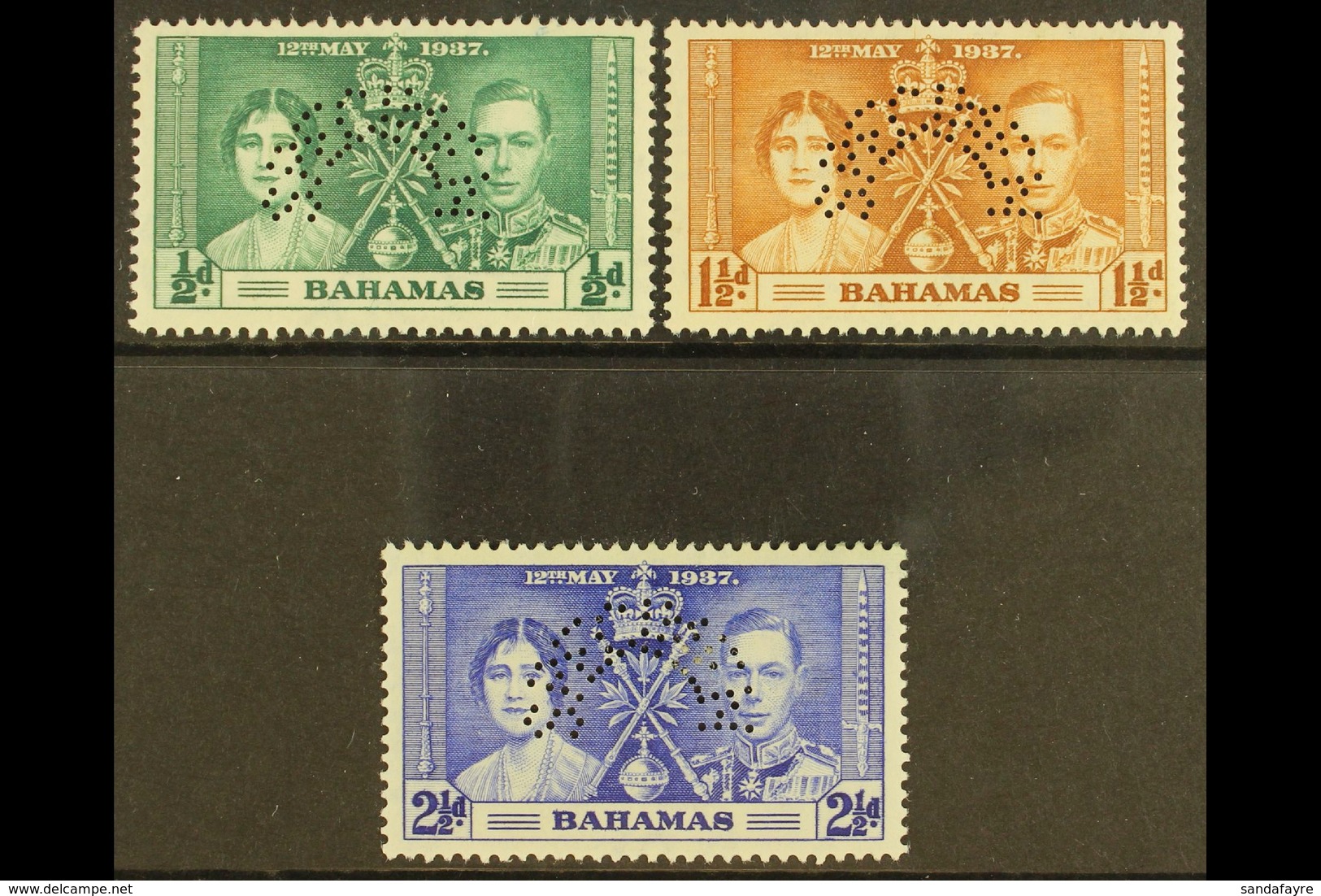 1937  Coronation Set Complete, Perforated "Specimen", SG 146s/8s, Very Fine Mint, Large Part Og. (3 Stamps) For More Ima - Other & Unclassified