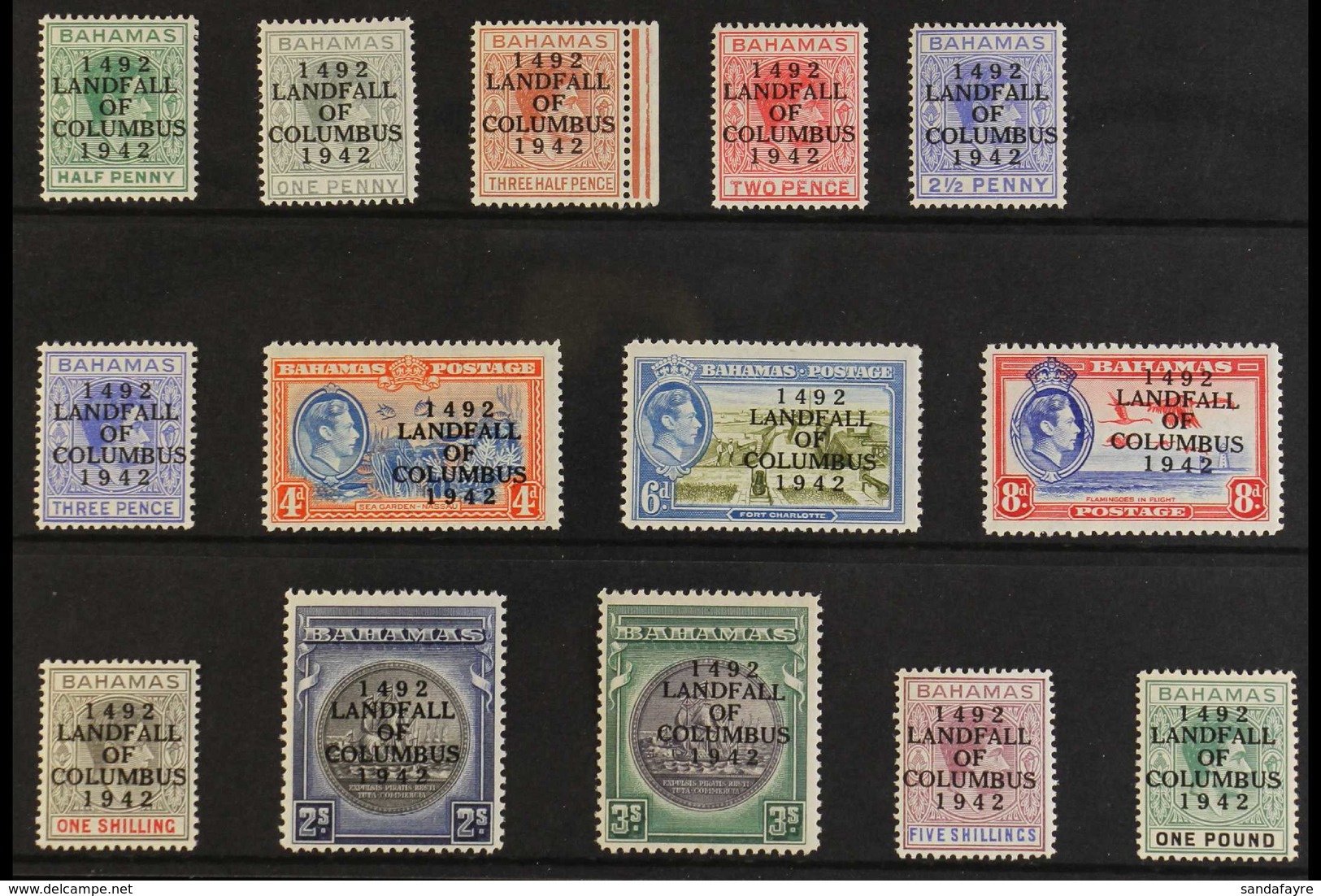 1942  "Landfall Of Columbus" Opt'd Set, SG 162/75a, Never Hinged Mint (14 Stamps) For More Images, Please Visit Http://w - Andere & Zonder Classificatie
