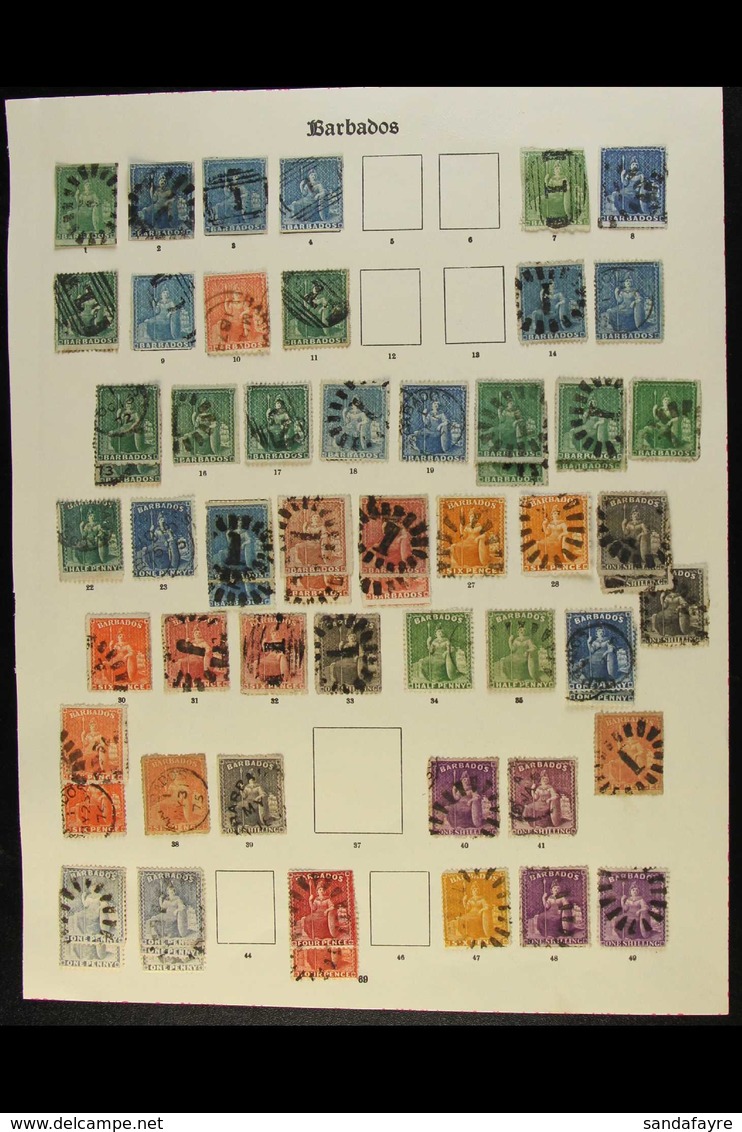 1852-1937 OLD TIME COLLECTION.  A Delightful Old Time Mint & Used Collection Presented Haphazardly On Printed "Imperial" - Barbados (...-1966)