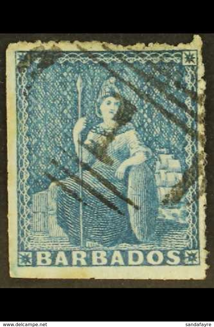 1860  1d Pale Blue Pin Perf 14, SG 14, Fine Used For More Images, Please Visit Http://www.sandafayre.com/itemdetails.asp - Barbades (...-1966)