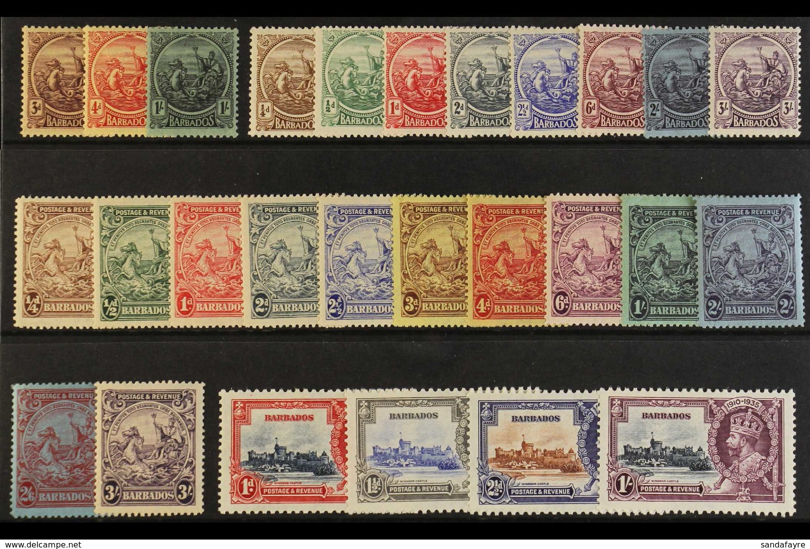 1921-35 KGV MINT SELECTION  Presented On A Stock Card That Includes 1921-24 All Values, 1925-35 Set (less 1½d) & 1935 Ju - Barbados (...-1966)