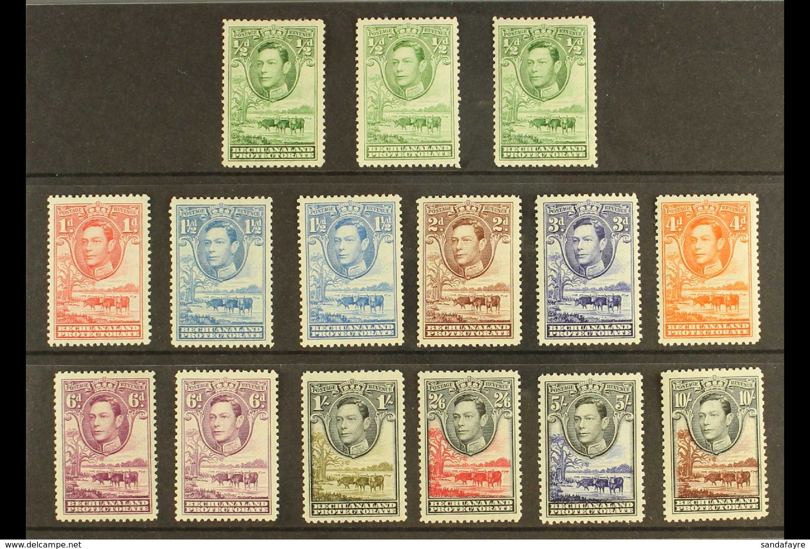 1938-52  Complete Definitive Set, SG 118/128, With Three ½d Shades And Both 1½d And 6d Shades, Fine Mint. (15 Stamps) Fo - Other & Unclassified